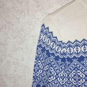 ๐ Talbots Blue and Cream Cowl Neck Sweater with Nordic Pattern
